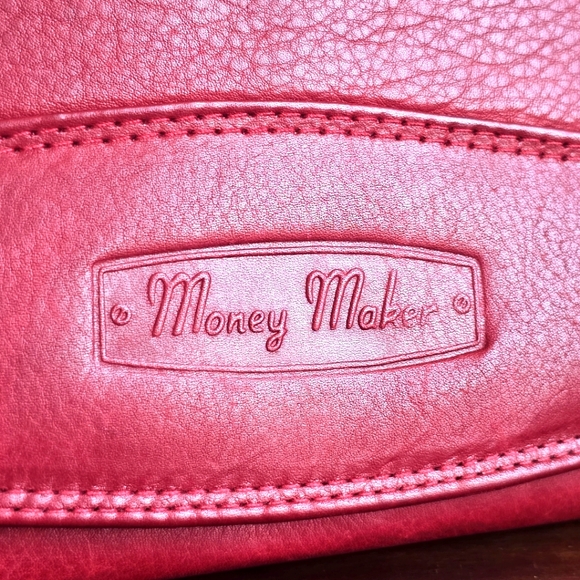 Money Maker Genuine Leather Women's Clip Red Purse RFID 5 Cards, Classic Wallet - Picture 2 of 15